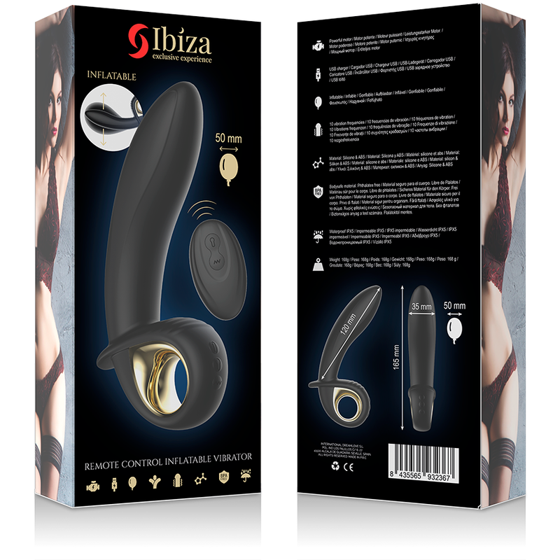 IBIZA - POWERFUL INFLATABLE ANAL/VAGINAL VIBRATOR WITH REMOTE CONTROL