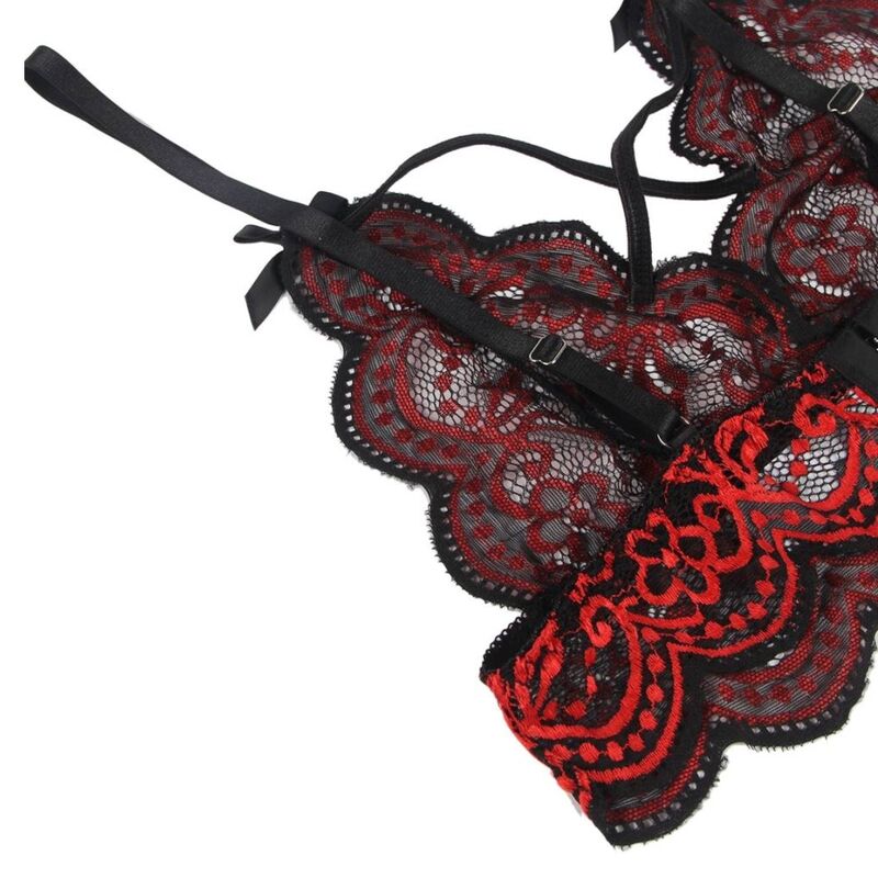 Two-piece lace top and panties set s/m