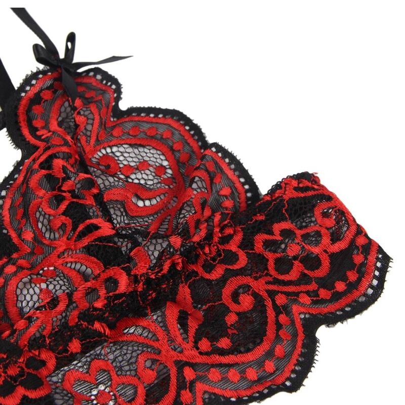 Two-piece lace top and panties set s/m