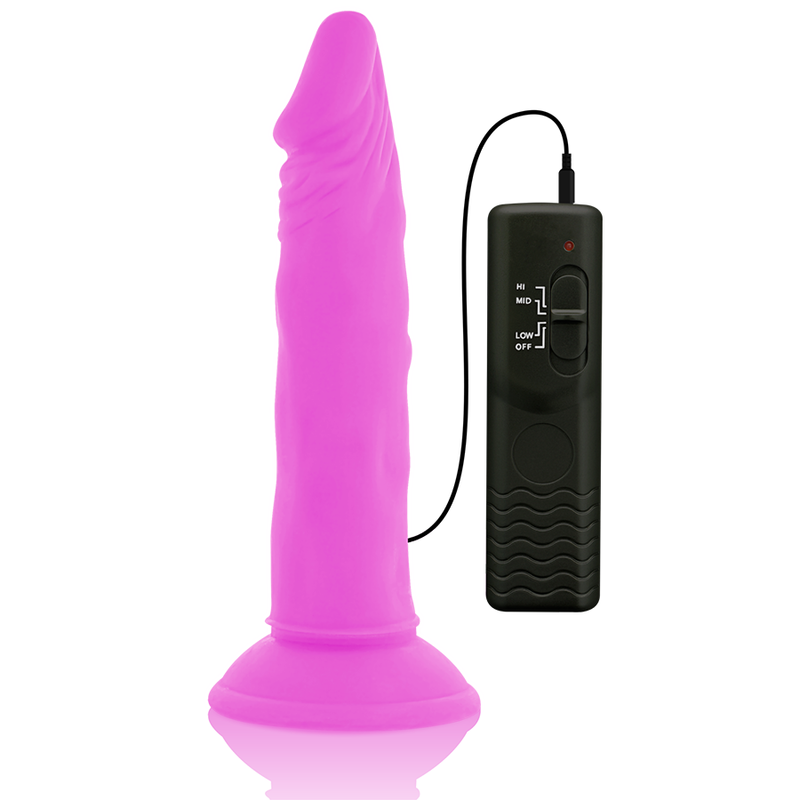 Purple flexible vibrating dildo 23 cm -o- 4.3 cm