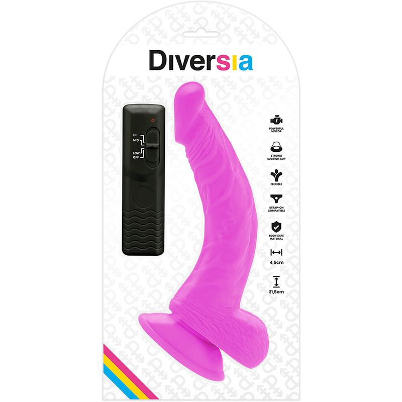 Purple flexible vibrating dildo 21.5 cm -o- 4.5 cm