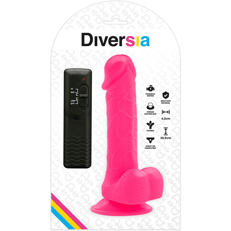 Pink flexible vibrating dildo 20.5 cm -o- 4.2 cm