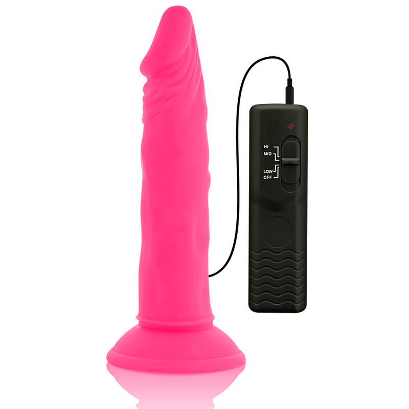 DIVERSIA - SOFT DILDO WITH PINK VIBRATION 23 CM -O- 4.3 CM