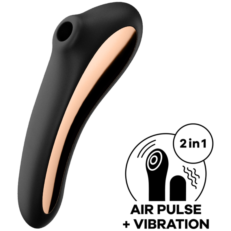 Dual Kiss Air Pulse Vibrator Black