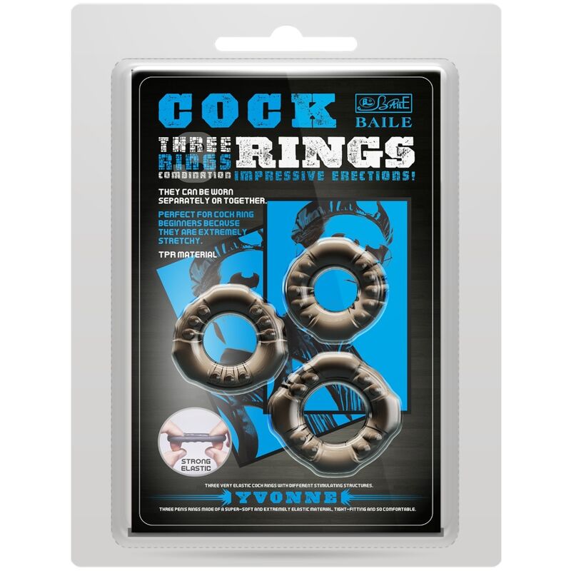 Cock rings yvonne set of 3 penis rings