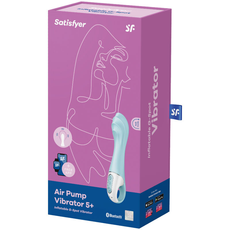 Air pump vibrator 5+ app inflatable g-spot vibrator blue