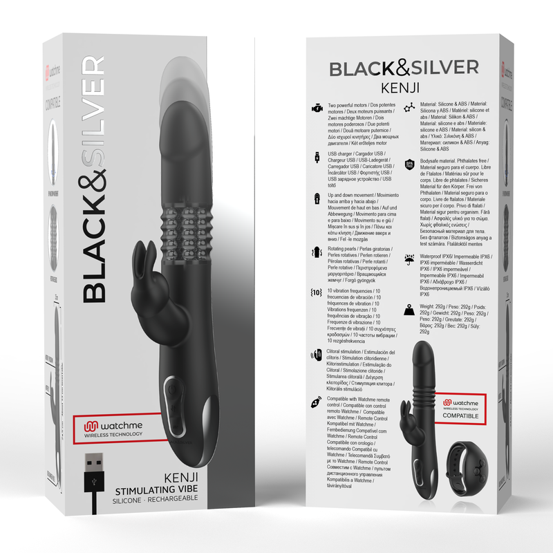 BLACK&amp;SILVER - KENJI VIBE STIMULANT COMPATIBLE WITH WATCHME WIRELESS TECHNOLOGY