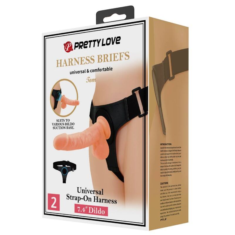 PRETTY LOVE - UNIVERSAL HARNESS WITH 20CM NATURAL DILDO