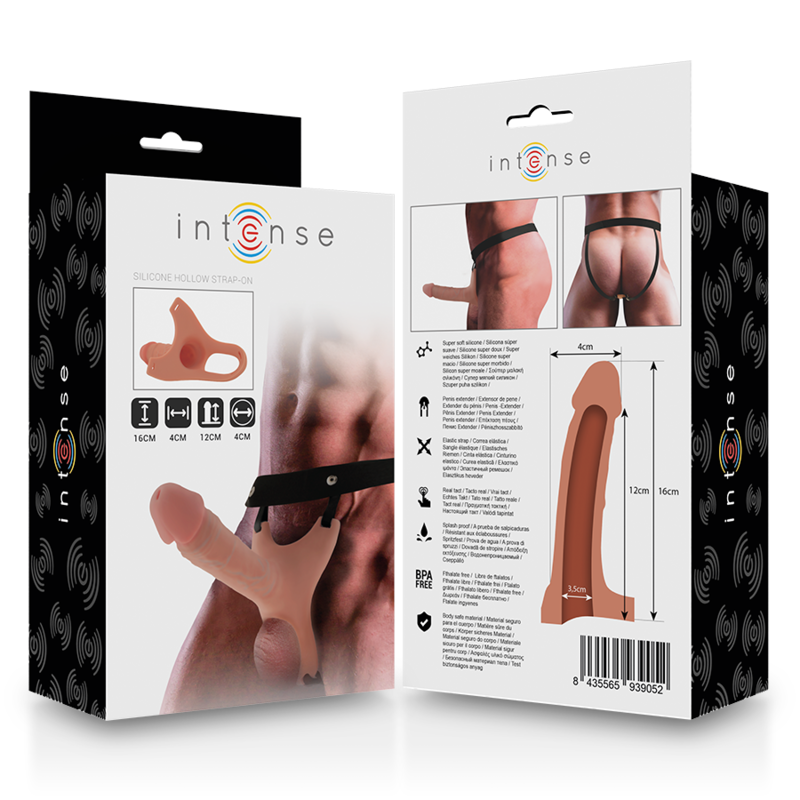 Hollow harness with silicone dildo 16 x 3.5 cm