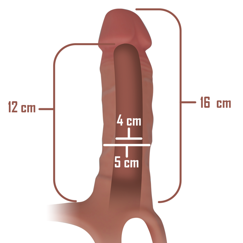 Hollow harness with silicone dildo 16 x 3.5 cm