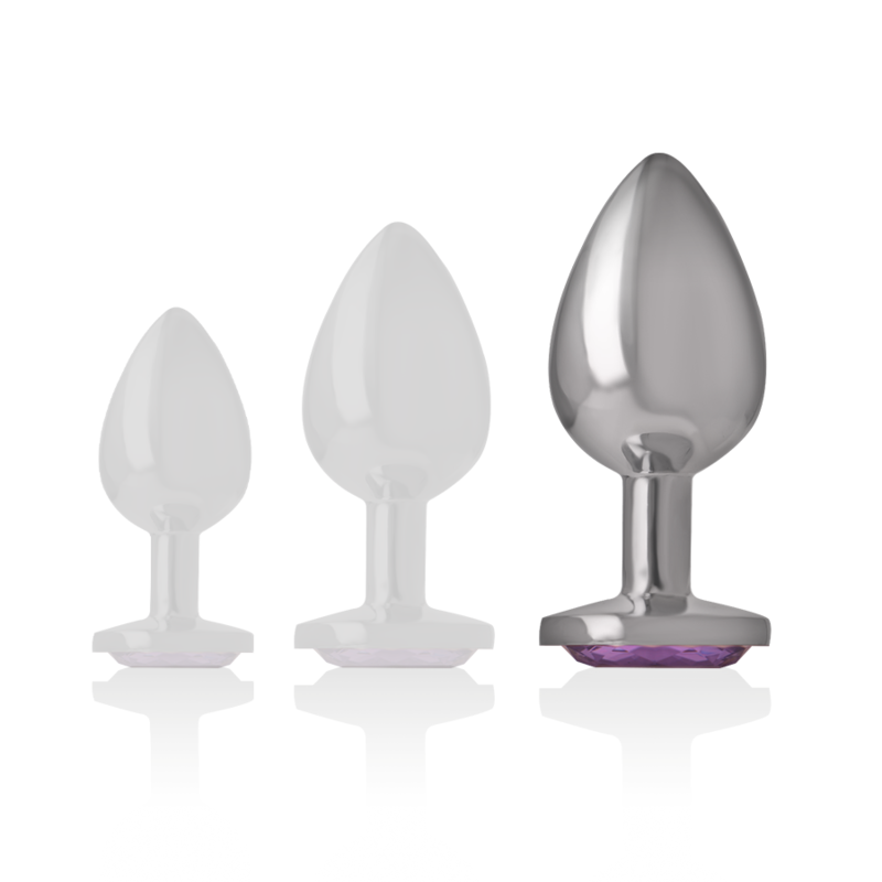 INTENSE - ALUMINUM METAL ANAL PLUG WITH PURPLE CRYSTAL SIZE L
