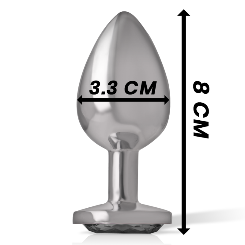 Aluminum metal anal plug with black glass size M