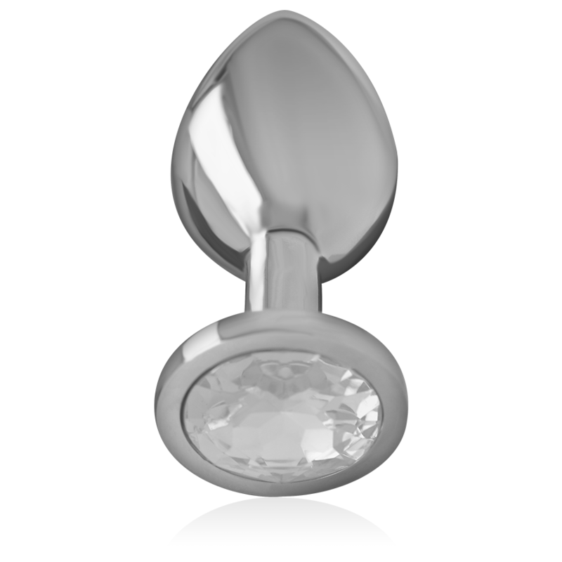 Aluminum metal anal plug with silver crystal size S