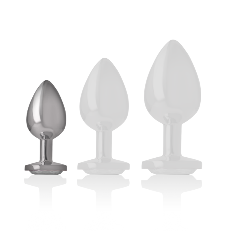 Aluminum metal anal plug with silver crystal size S