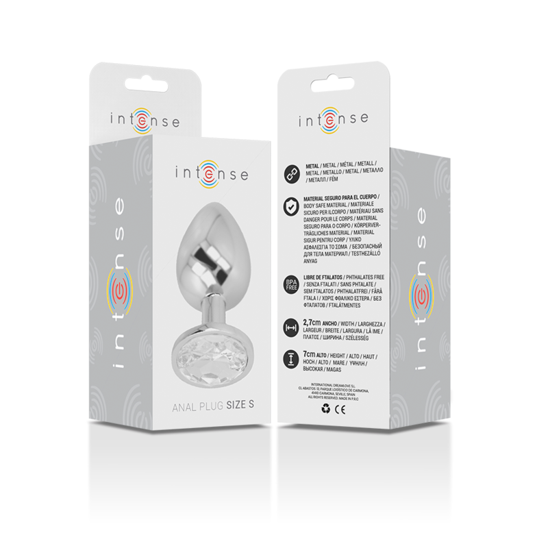 Aluminum metal anal plug with silver crystal size S