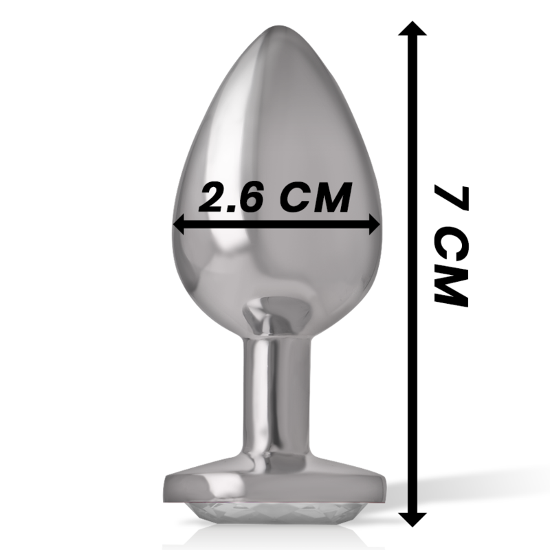 Aluminum metal anal plug with silver crystal size S