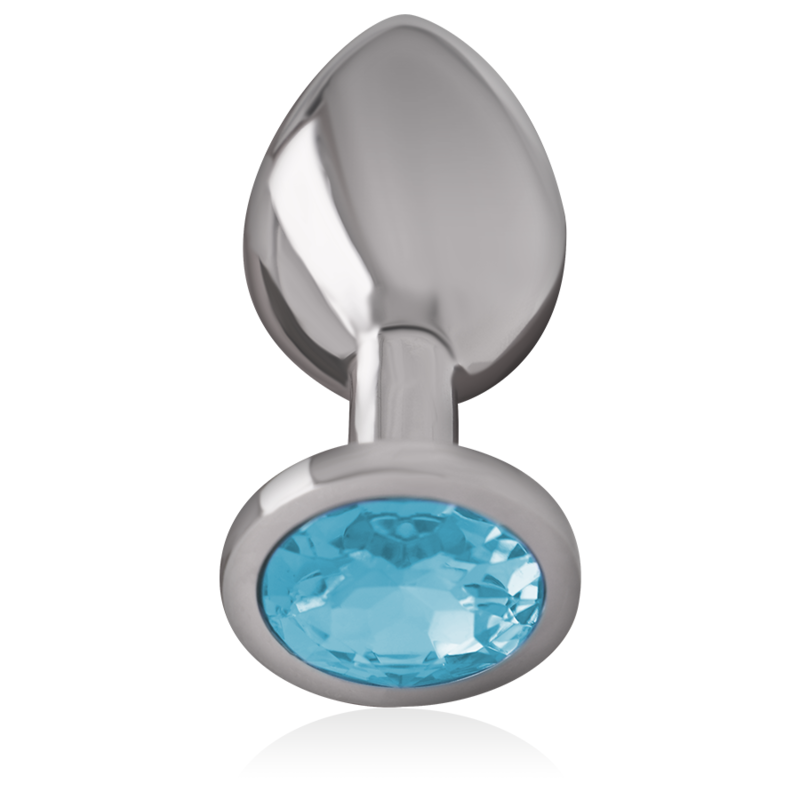 Aluminum metal anal plug with blue glass size M