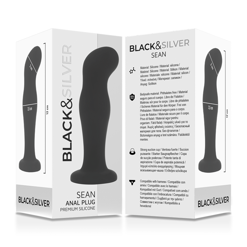 BLACK&amp;SILVER - SEAN PREMIUM SILICONE ANAL PLUG BLACK