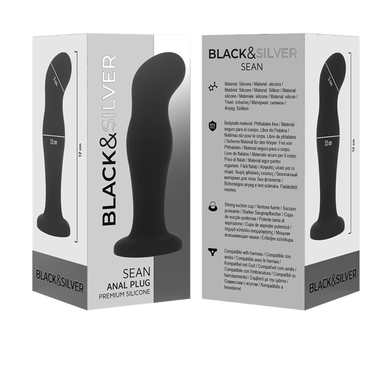 BLACK&amp;SILVER - SEAN PREMIUM SILICONE ANAL PLUG BLACK
