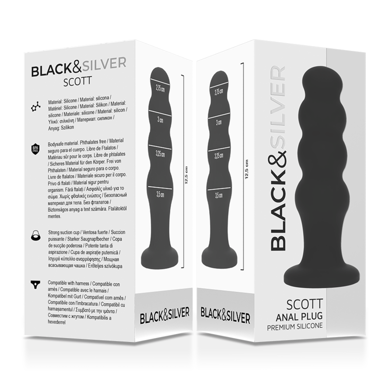 BLACK&amp;SILVER - SCOTT PREMIUM BLACK SILICONE ANAL PLUG