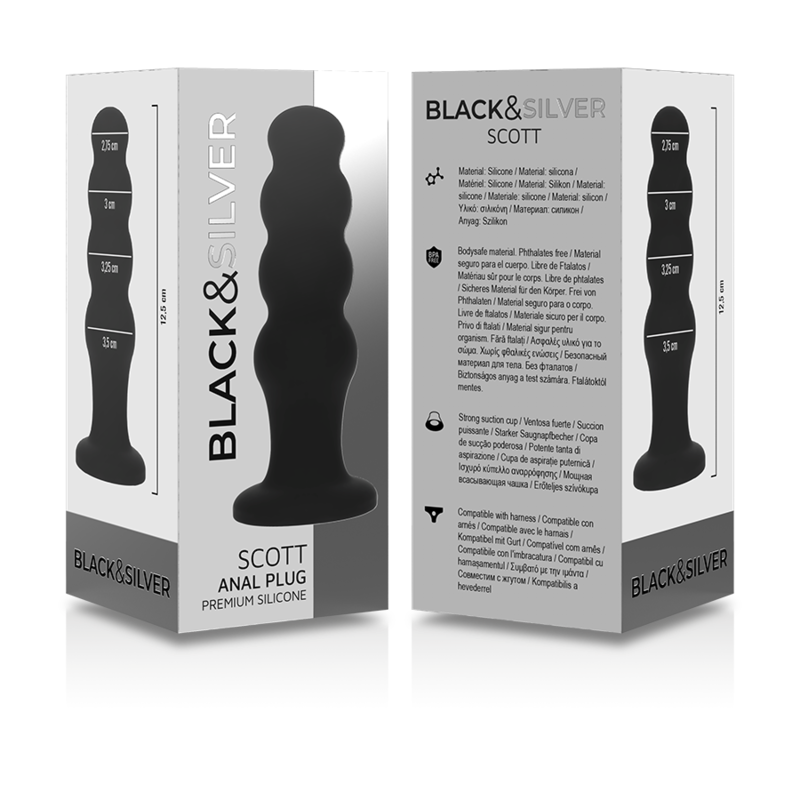 BLACK&amp;SILVER - SCOTT PREMIUM BLACK SILICONE ANAL PLUG