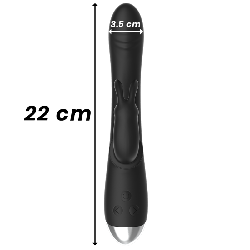 BLACK&amp;SILVER - DJ. ADAM BLACK RECHARGEABLE SILICONE RABBIT STIMULATOR