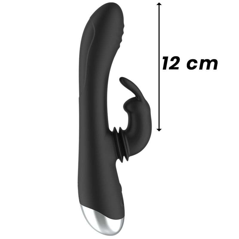 BLACK&amp;SILVER - DJ. ADAM BLACK RECHARGEABLE SILICONE RABBIT STIMULATOR