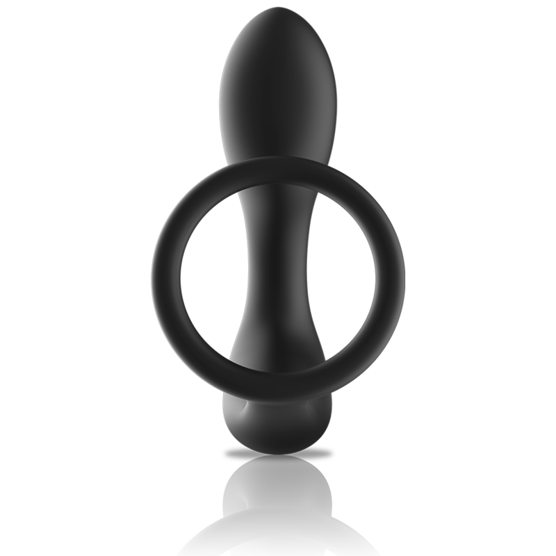 BLACK&amp;SILVER - ANAL MASSAGER WITH REMOTE CONTROL, RECHARGEABLE, BLACK SILICONE
