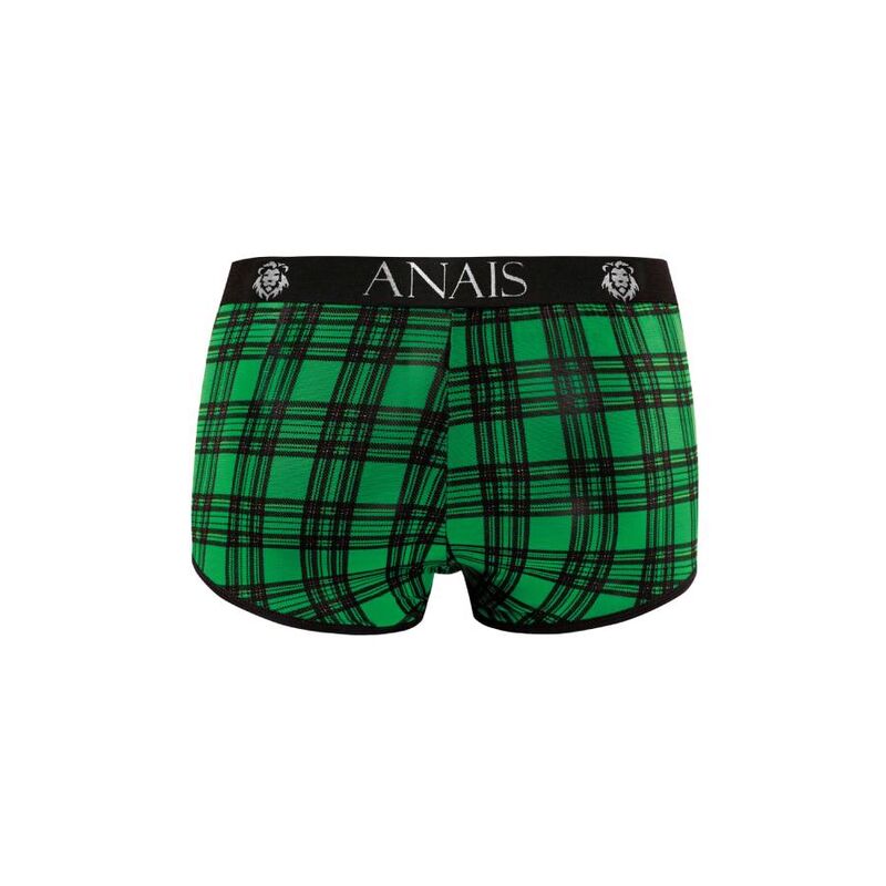 Arrière du boxer homme Magic taille XL Anais Men à plat, carreaux vert vif et noirs