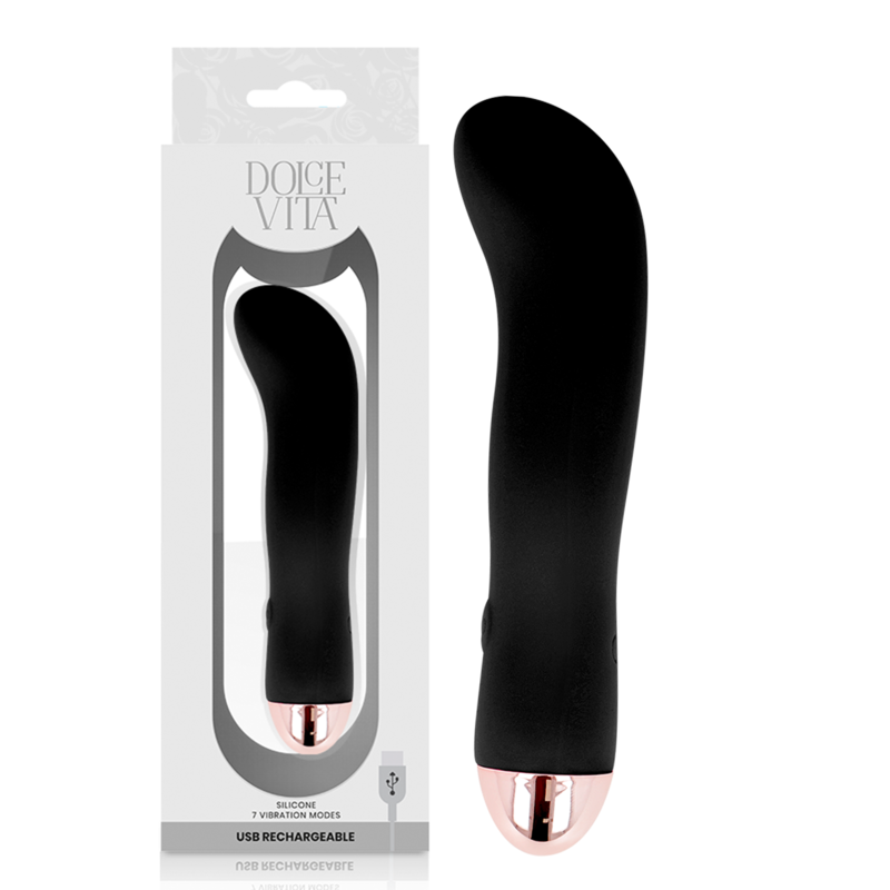DOLCE VITA - RECHARGEABLE VIBRATOR, TWO BLACK, 7 SPEEDS