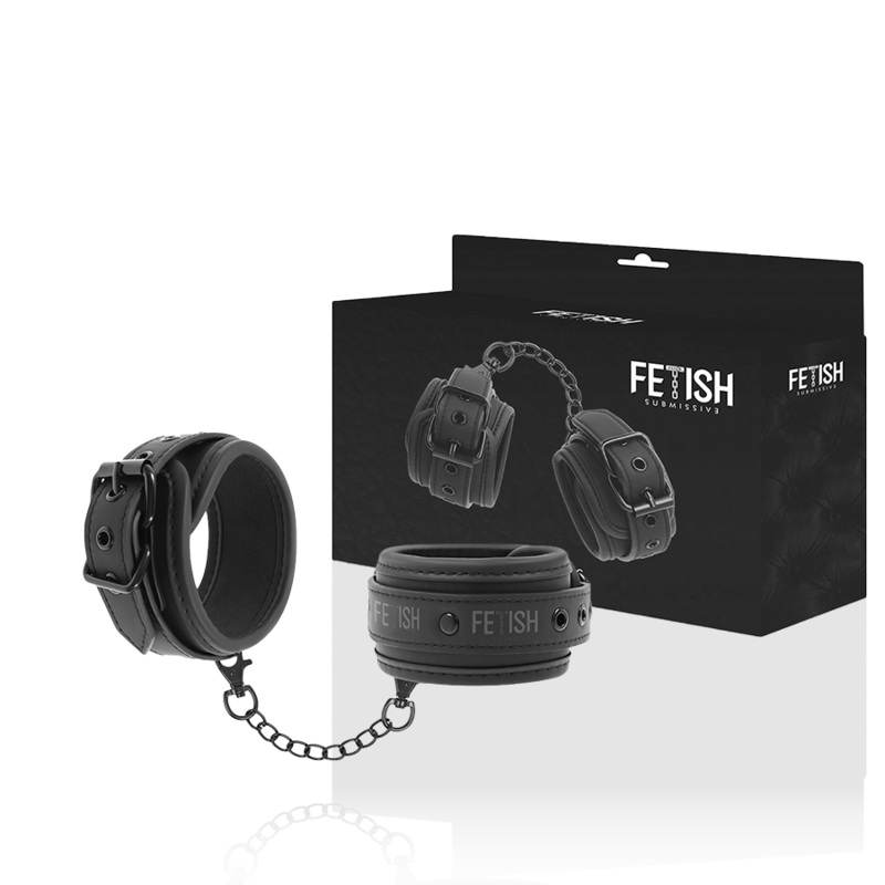 FETISH SUBMISSIVE - VEGAN LEATHER HANDCUFFS WITH NOPREN LINING