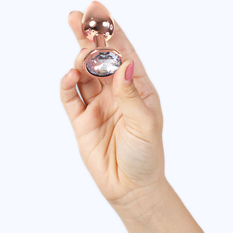 Rose gold metal anal plug small size 7 cm