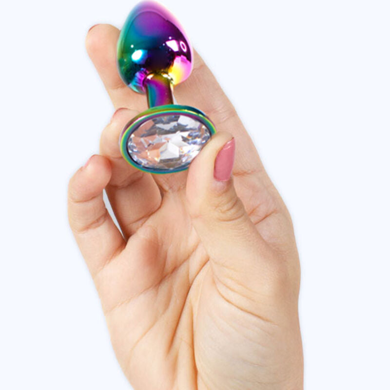 Rainbow metal anal plug small size 7 cm