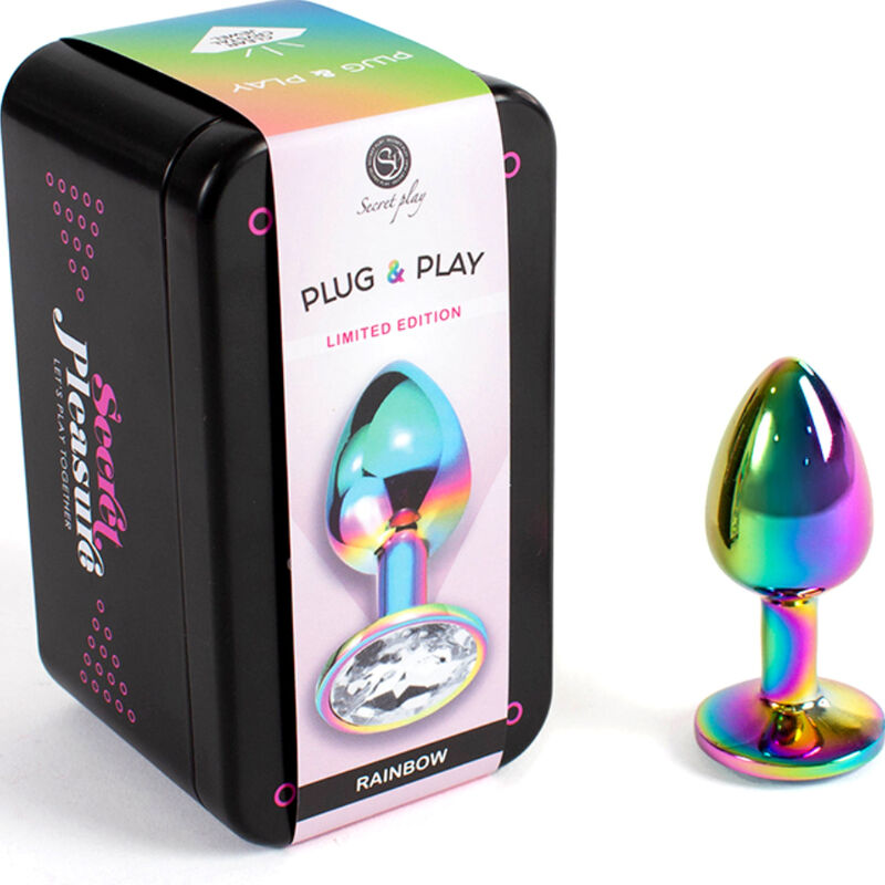 Rainbow metal anal plug small size 7 cm