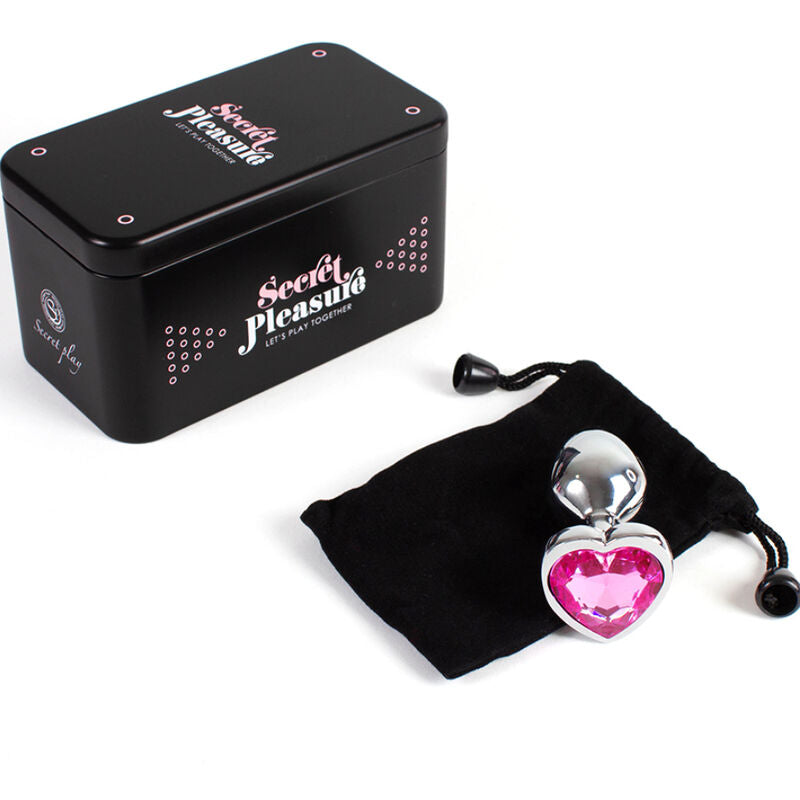 Fuchsia heart metal anal plug small size 7 cm