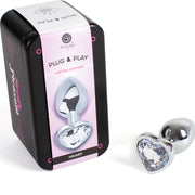 Small Clear Crystal Heart Metal Anal Plug 7cm