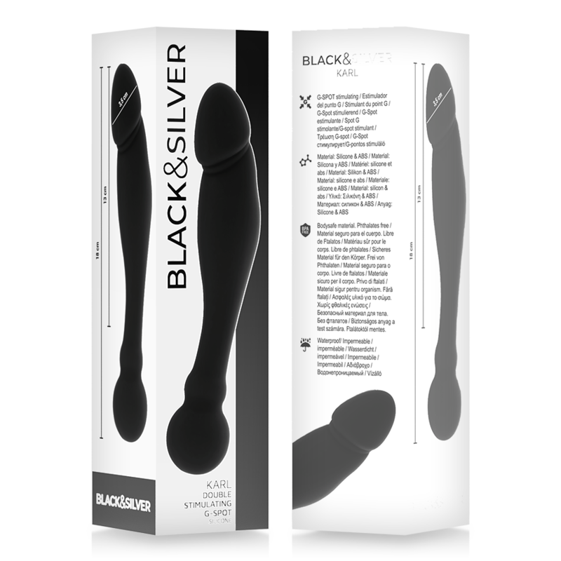 BLACK&amp;SILVER - KARL G-POINT STIMULATING DILDO 18 CM