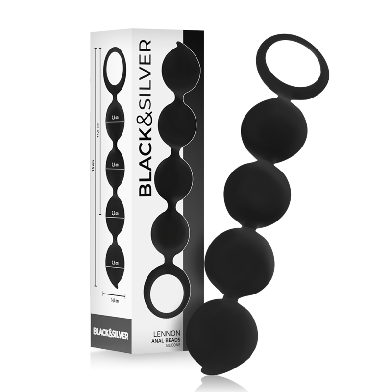 BLACK&amp;SILVER - LENNON ANAL ROSETTE 4 SILICONE SPHERES 15 CM