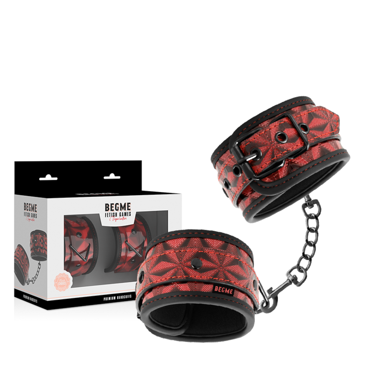 Premium handcuffs red edition with neoprene lining