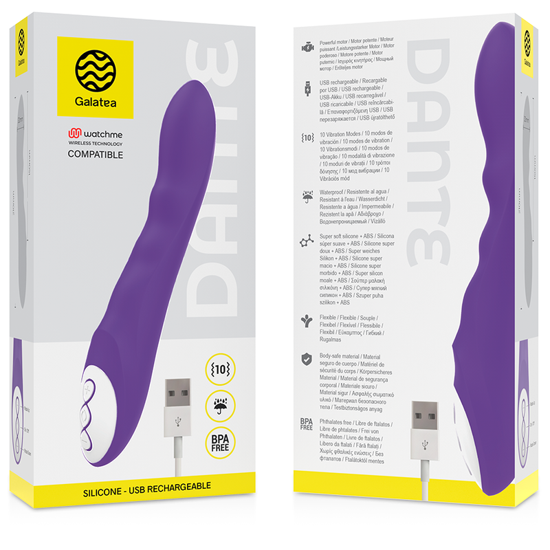 Dante lilac vibrator compatible with watchme wireless technology