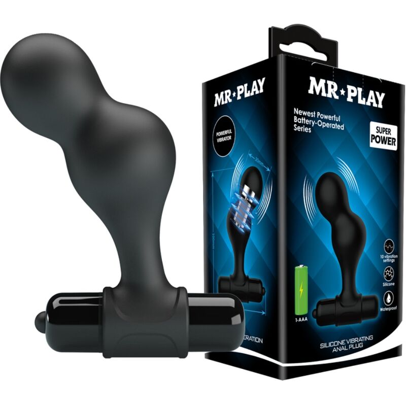 Black silicone vibrating anal plug