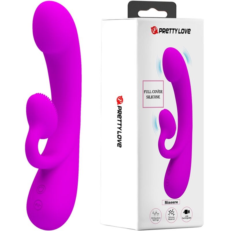 Sincere vibrator and purple silicone clitoris sucker