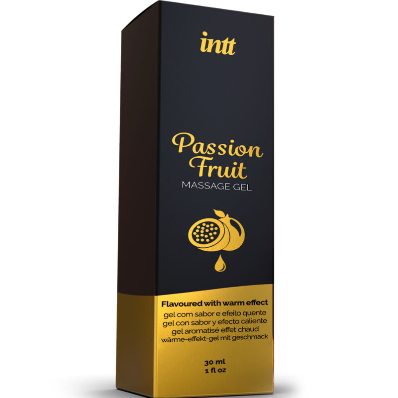 Passion fruit flavored massage gel with warming effect
