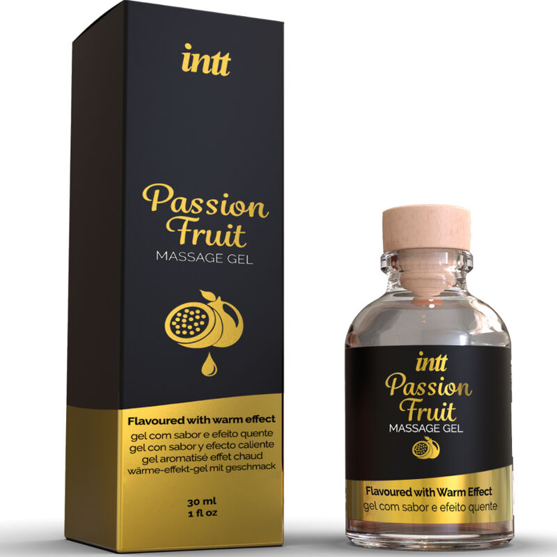 Passion fruit flavored massage gel with warming effect
