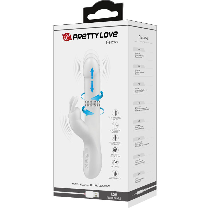 Vibromasseur Rabbit Reese Rotation Poussée Multi-Vitesses - Pretty Love