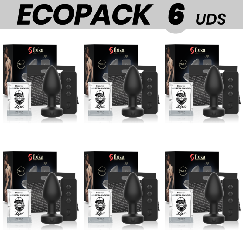 ECOPACK 6 UNITÉS - IBIZA VIBRATEUR ANAL PLUG TÉLÉCOMMANDE TAILLE S