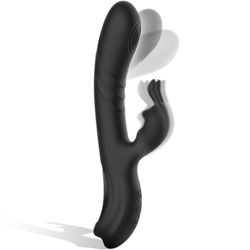 BLACK&amp;SILVER - RECHARGEABLE SILICONE RABBIT STIMULATOR JAMIE BLACK