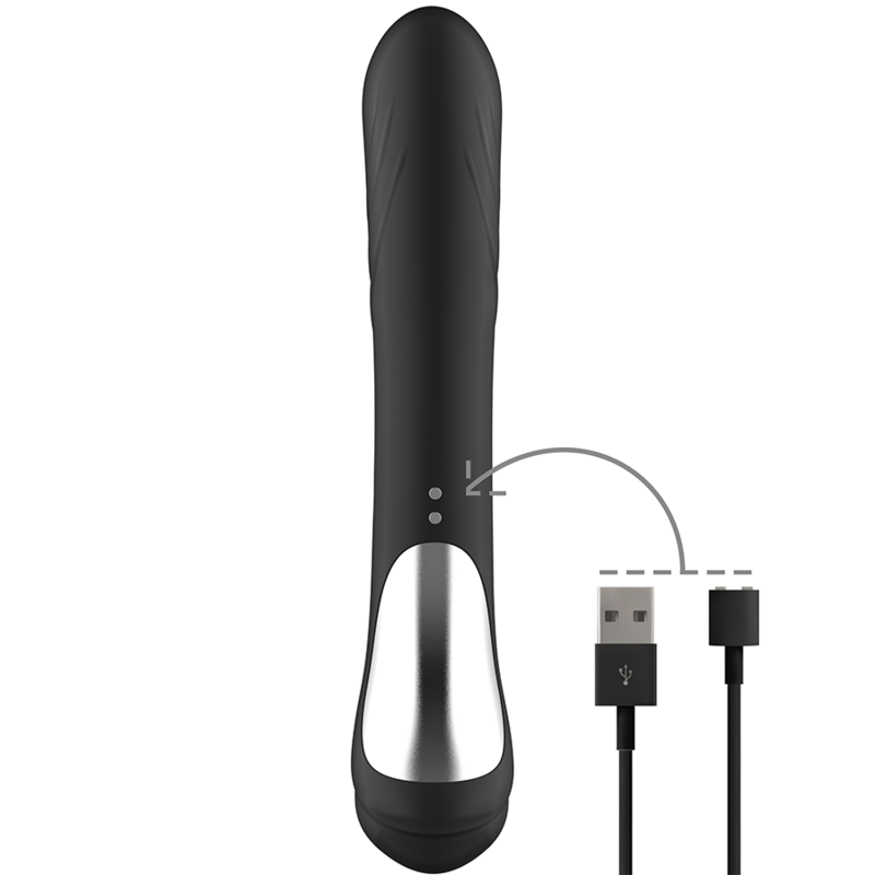BLACK&amp;SILVER - RECHARGEABLE SILICONE RABBIT STIMULATOR JAMIE BLACK