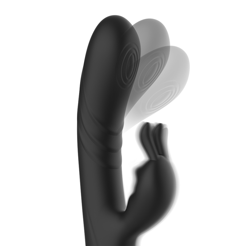 BLACK&amp;SILVER - RECHARGEABLE SILICONE RABBIT STIMULATOR JAMIE BLACK