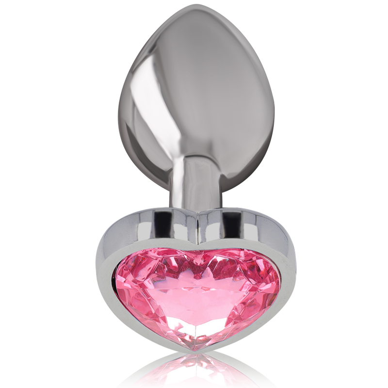 INTENSE - ALUMINUM METAL ANAL PLUG WITH PINK HEART, SIZE S